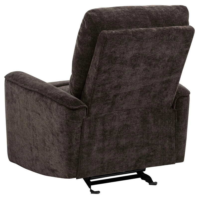 Navarro Chenille Upholstered Glider Recliner Dark Brown by Unique Piece Furniture