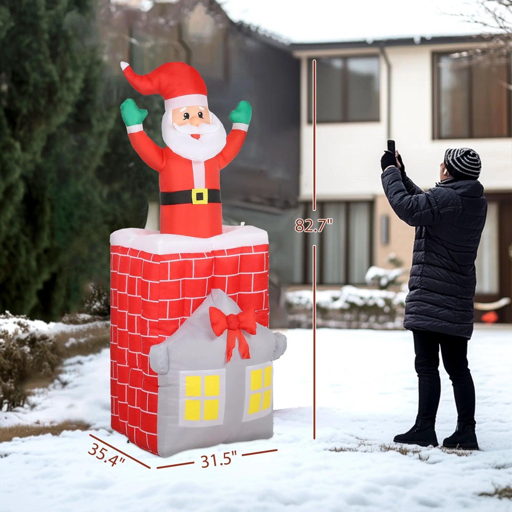 7FT Christmas Inflatable Santa in Chimney with LED Lights by HouseOfZazla