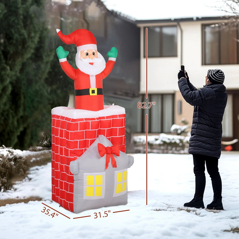 7FT Christmas Inflatable Santa in Chimney with LED Lights by HouseOfZazla