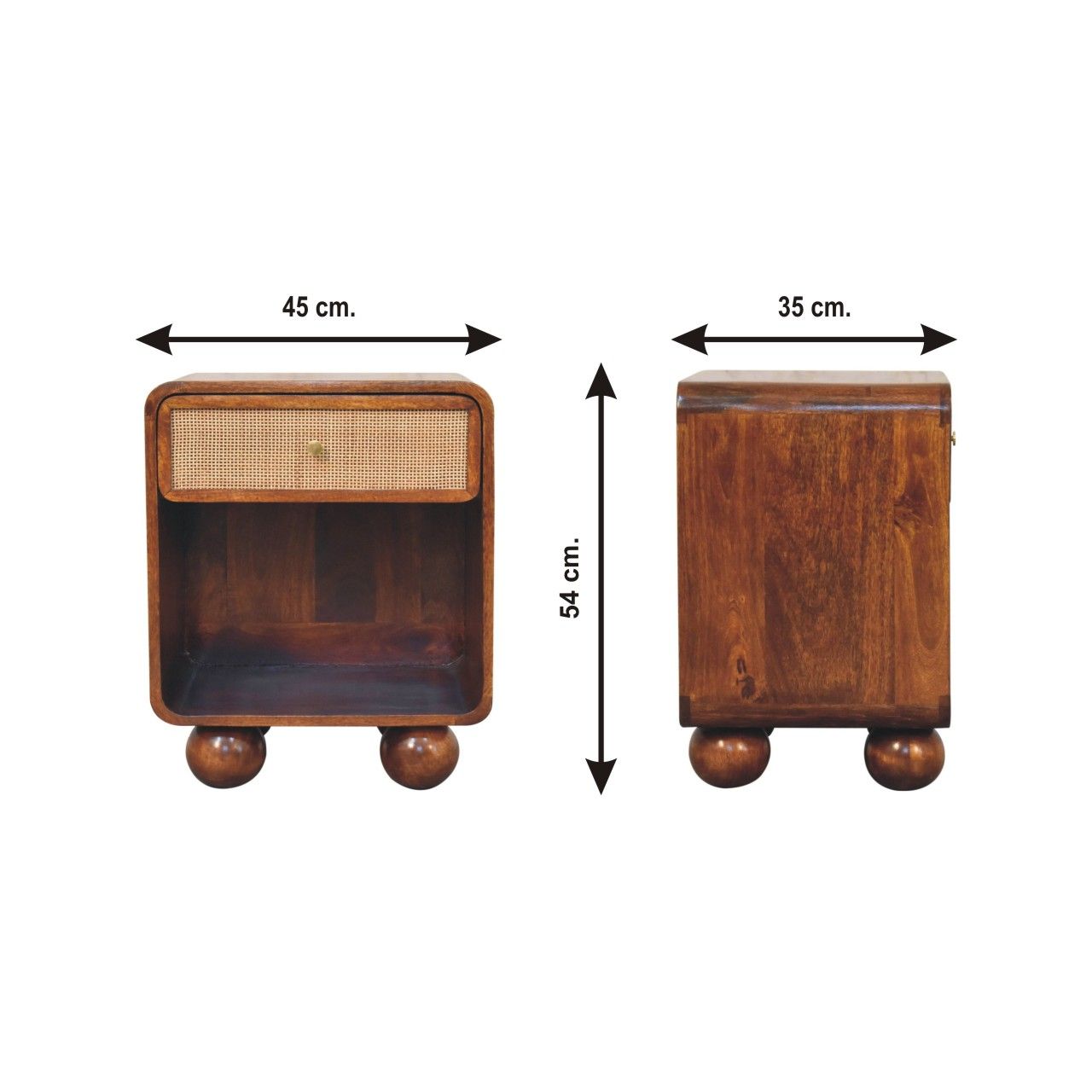 Open Woven Bedside Table, 1 Drawer - Chestnut by HouseOfZazla