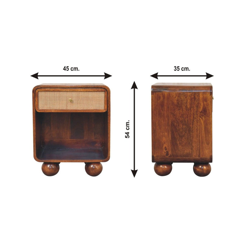 Open Woven Bedside Table, 1 Drawer - Chestnut by HouseOfZazla