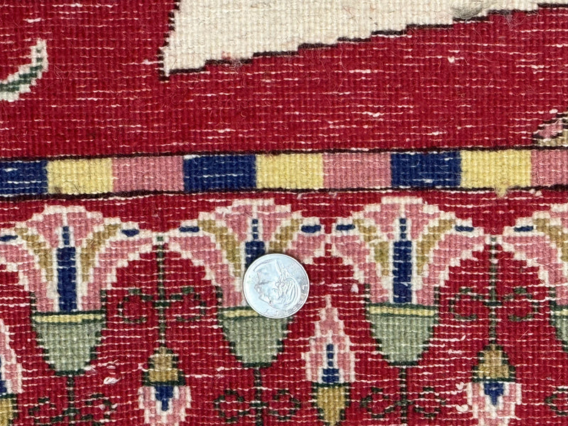 Egyptian Pictorial Rug 3x4, Hieroglyphic Pictorial Rug, Egyptian Prince and Princess, Cleopatra, Vintage Handmade, Red by Jewel Rugs