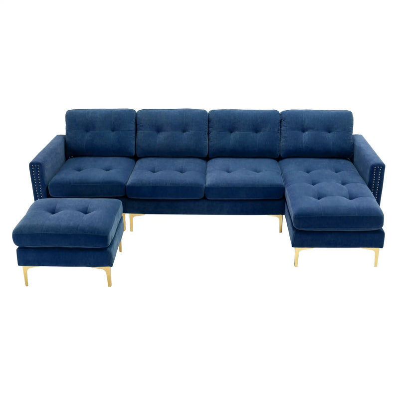 Modern L - Shape Convertible Sectional Sofa With Movable Ottoman by HouseOfZazla
