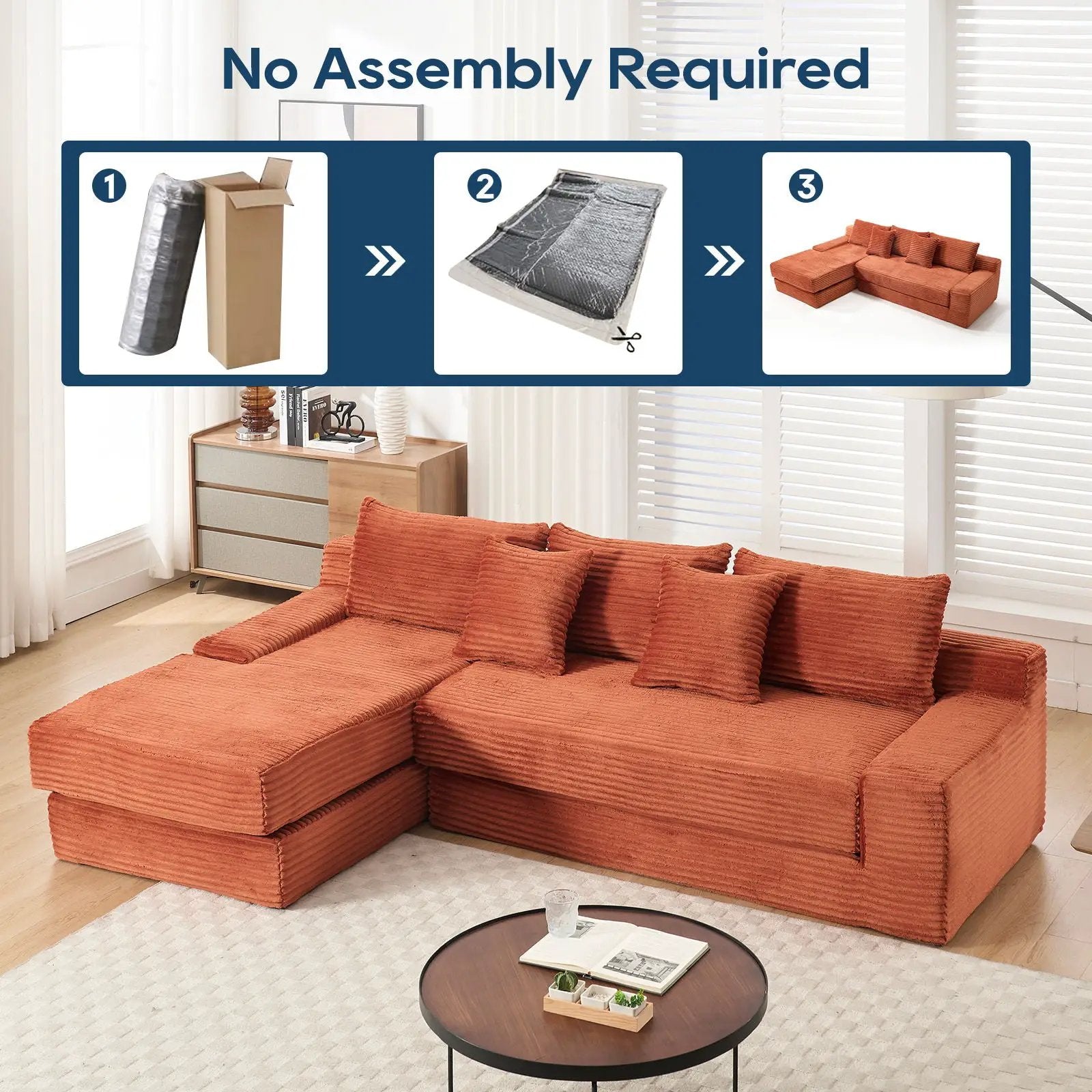 Modern L - Shaped Sectional Couch With Memory Foam by HouseOfZazla