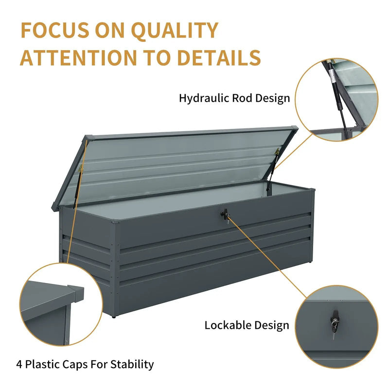260 Gallon Metal Outdoor Deck Box Waterproof by HouseOfZazla