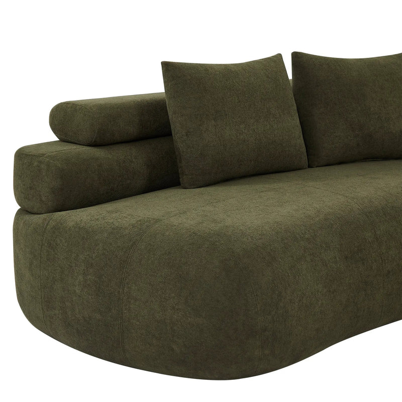 122" Curved Sectional Sofa (Olive Green) by HouseOfZazla