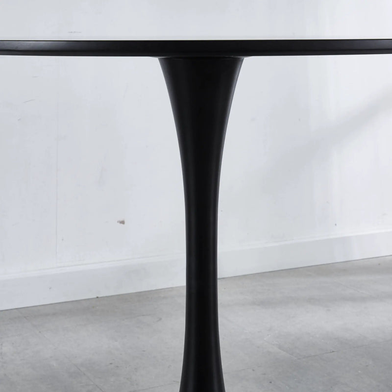 Table Mid-Century Dining Table For 4-6 People With Round Table Top, Pedestal Dining Table, End Table Leisure Coffee Table