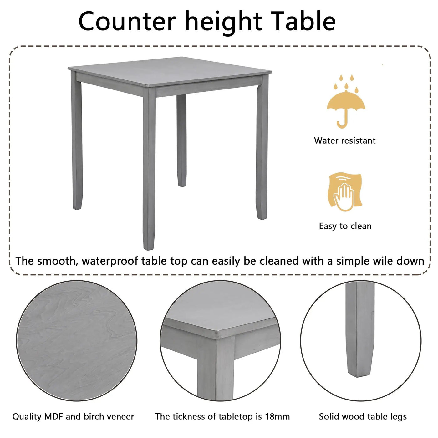 5 Piece Dining Table Set, Wooden Dining Square Table Set For 4 by Unique Piece Furniture