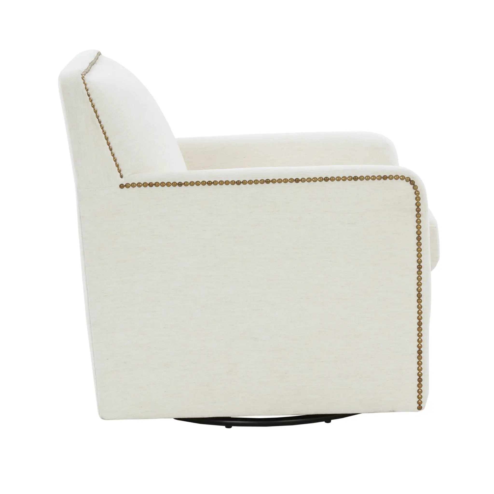 Tolland - Swivel Accent Chair With Antique Brass Nailhead Trim - Cream by HouseOfZazla