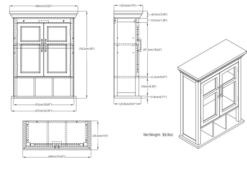 Avington - 2 Door Wall Cabinet With Cubbies - Pure White by Unique Piece Furniture