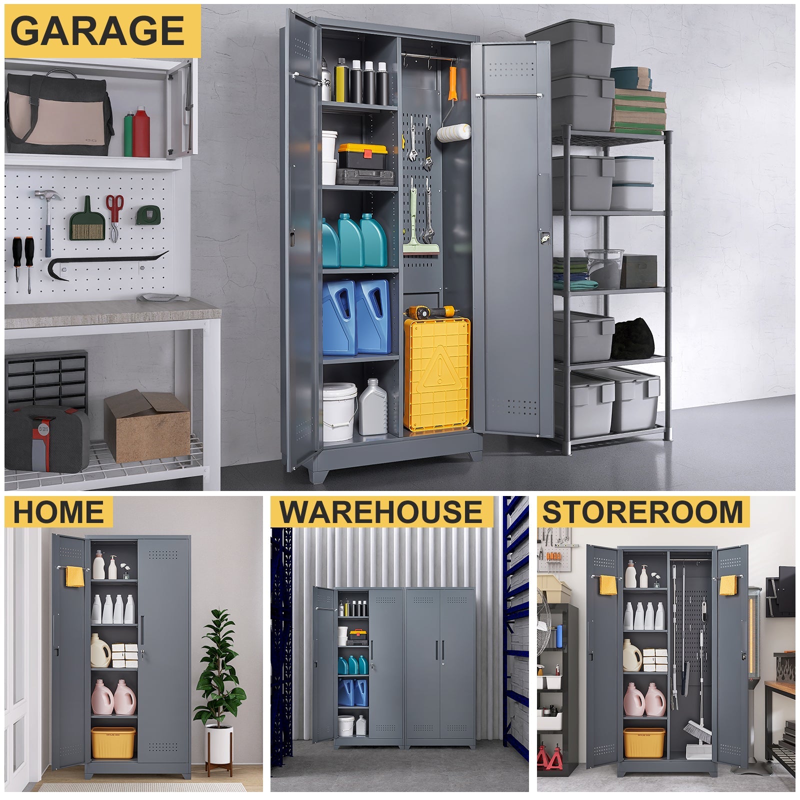 Gray And Metal Storage Cabinet by HouseOfZazla