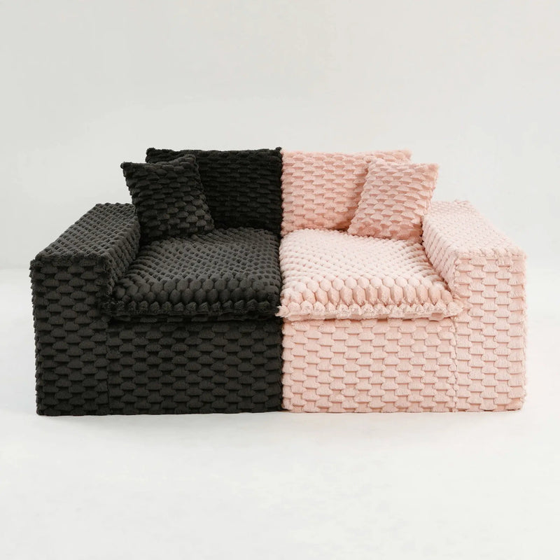 Multifunctional Sofa Pink Black, Fits 4 People by HouseOfZazla