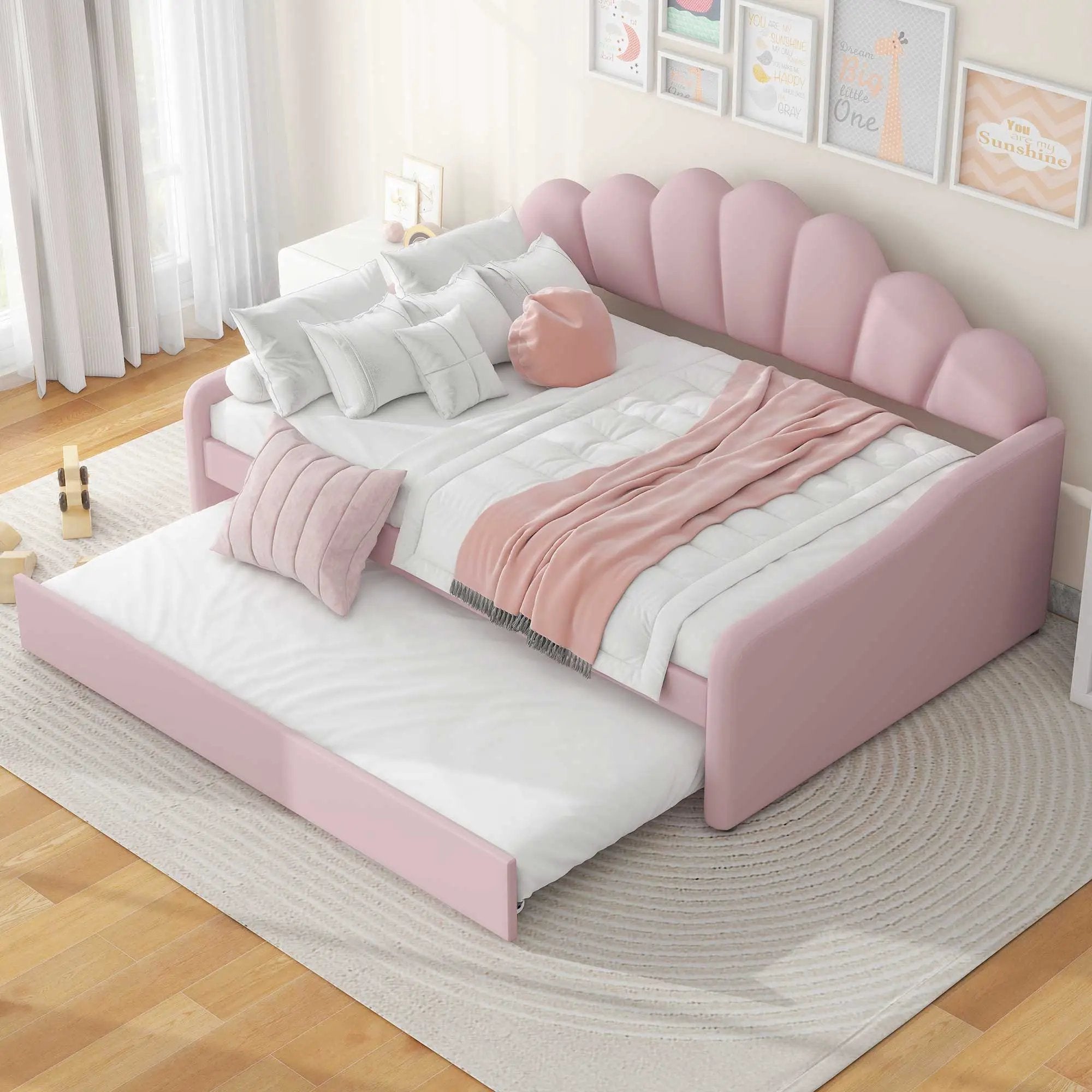 Upholstery Daybed Frame With Shell Shaped Backrest by HouseOfZazla