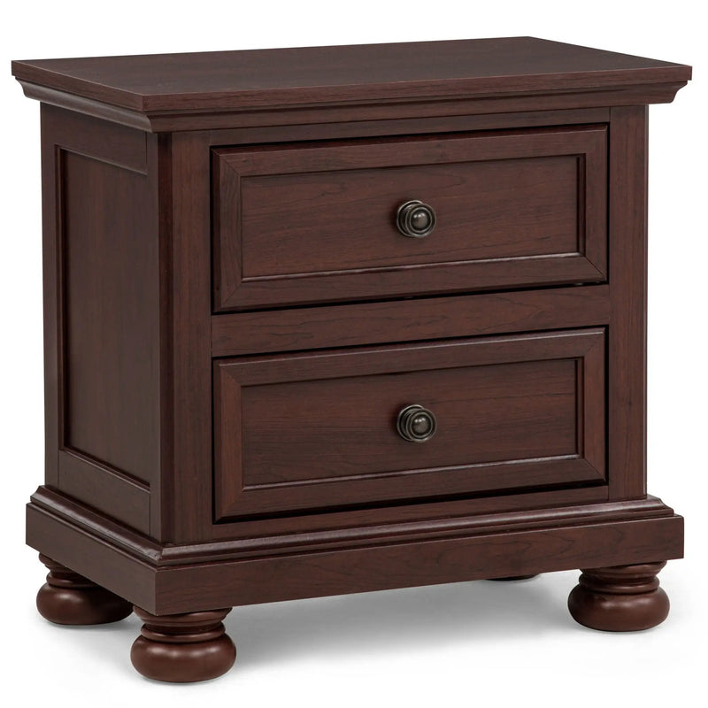 1 Piece Nightstand, 2 Drawer Storage Bedroom Furniture - Brown / Cherry by Unique Piece Furniture