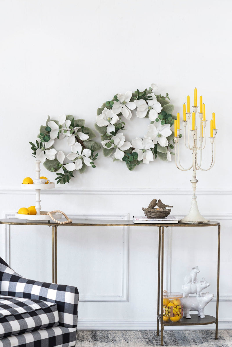 Two Tiered Round Wooden Tray - White by HouseOfZazla