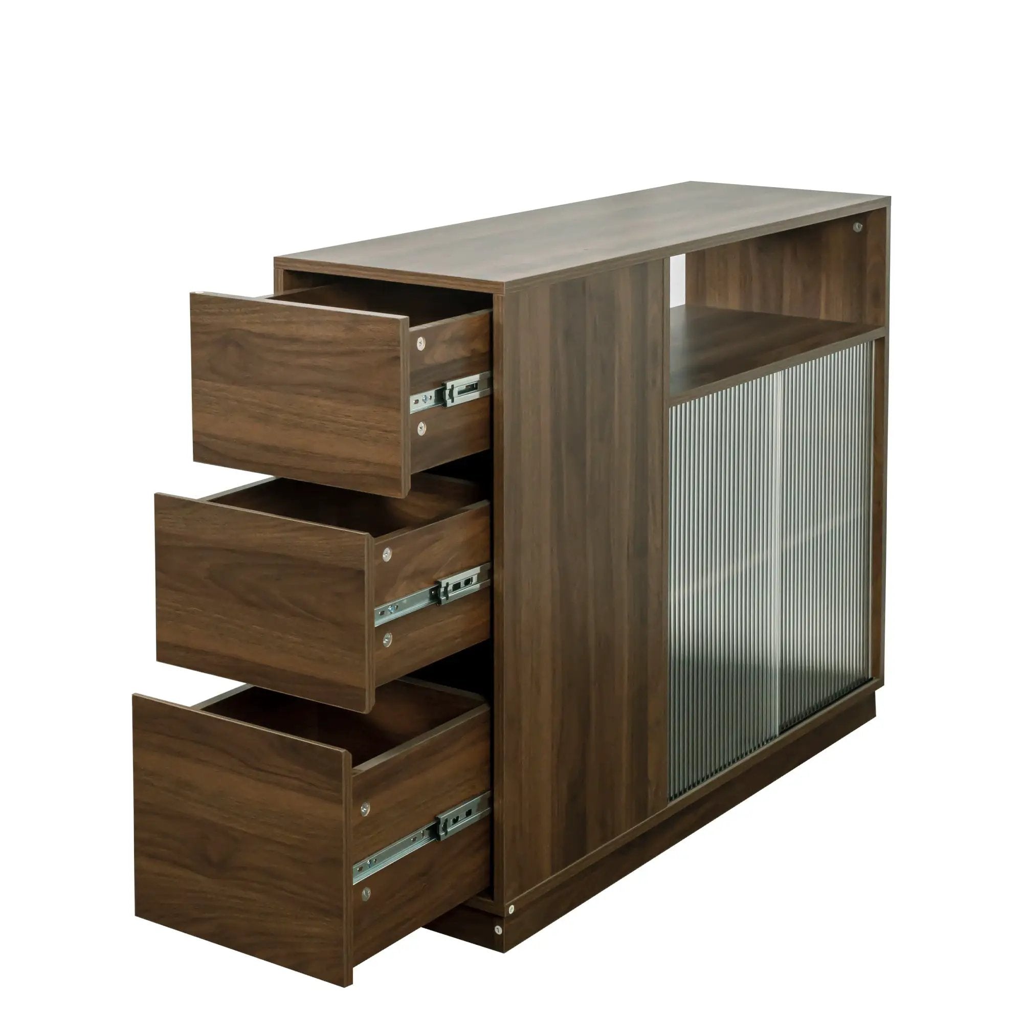 Kitchen Sideboard, Small Countertop Organizer with Sliding Glass Doors and Drawers by HouseOfZazla