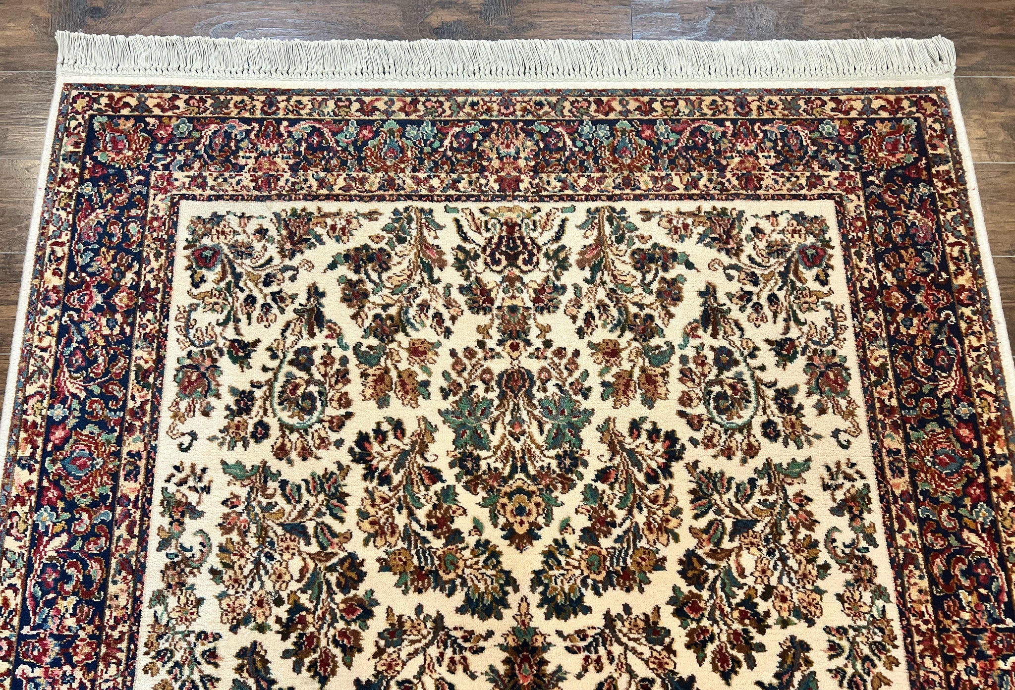 Karastan Rug 5.9 x 9, Ivory Sarouk #760, Wool Vintage Original Collection 700 Series by Jewel Rugs