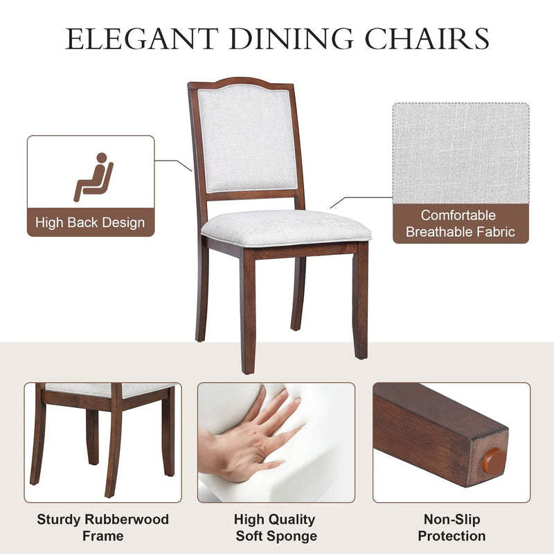6 Piece Extendable Dining Table Set, Wood Table With Removable Leaf, 4 Upholstered Chairs And Bench - Cherry by Unique Piece Furniture