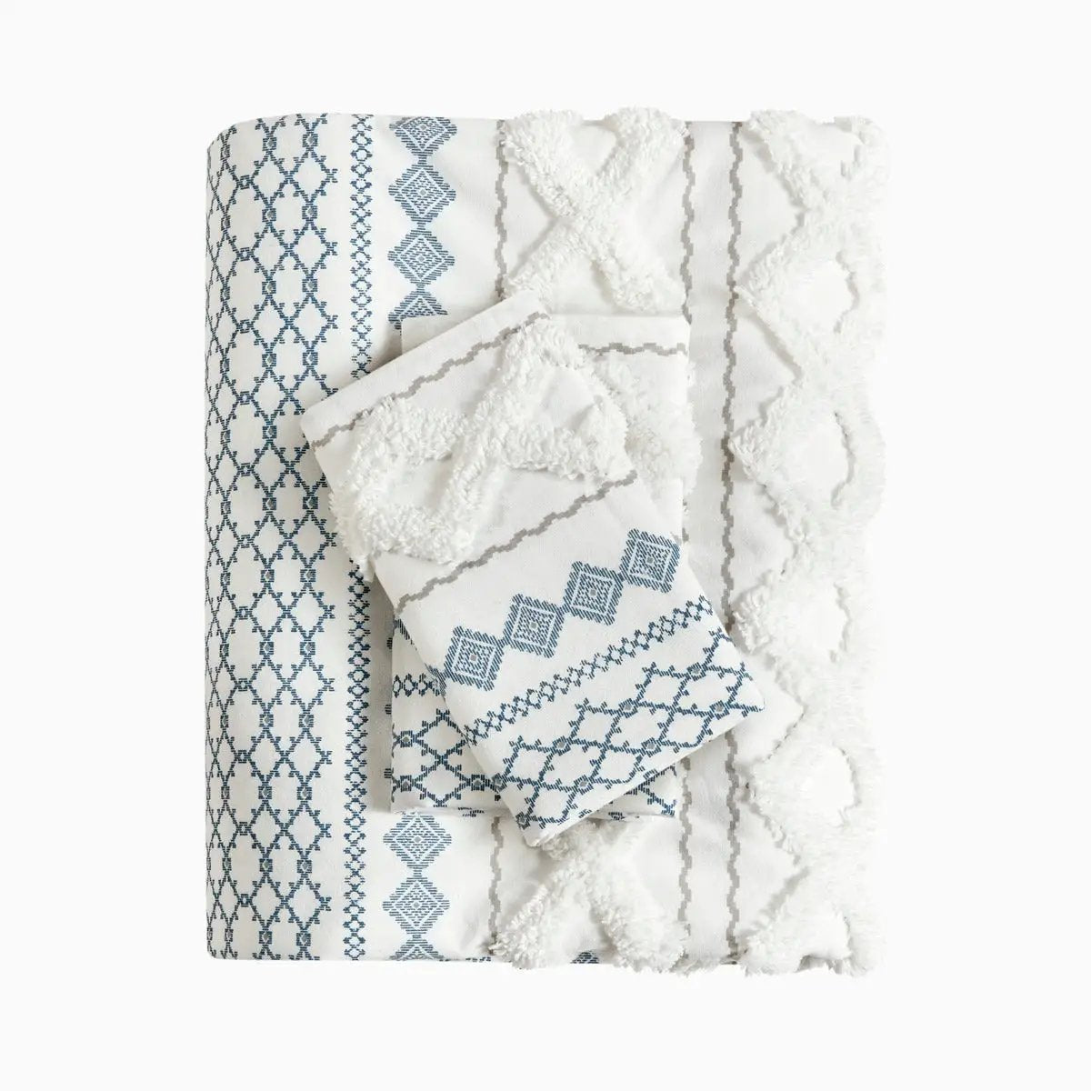 King/Cal King Cotton Printed Duvet Cover Set with Chenille by HouseOfZazla