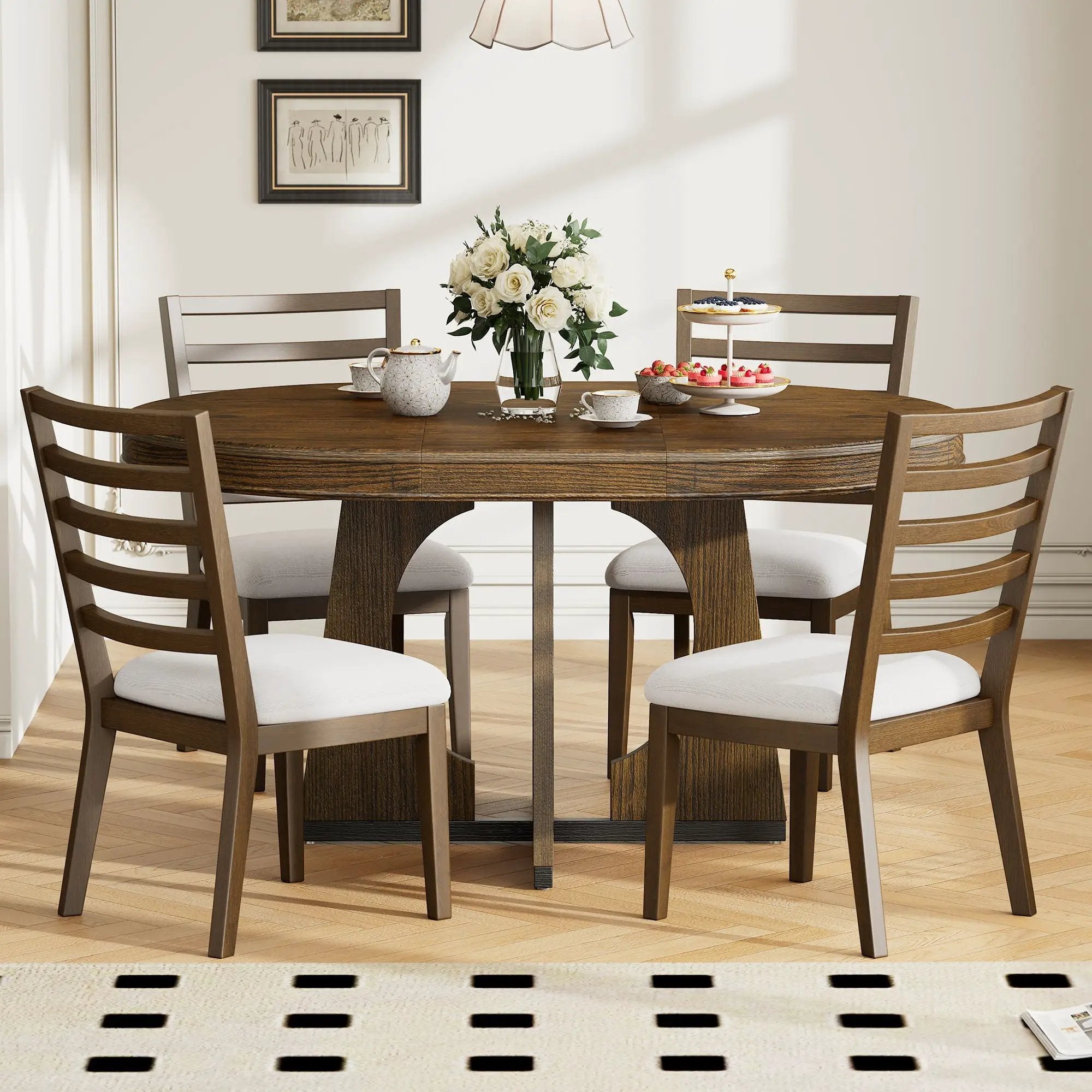 Round Dining Table Set For 4 With Chairs by HouseOfZazla