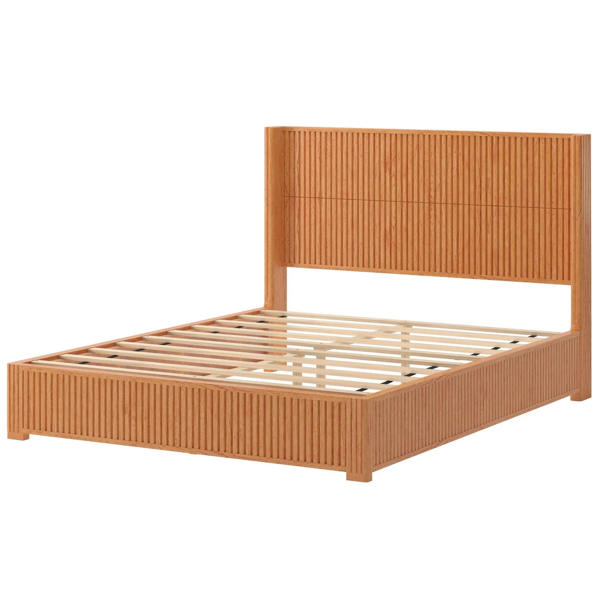 Platform Bed Frame With Headboard, Floor Standing Design by HouseOfZazla