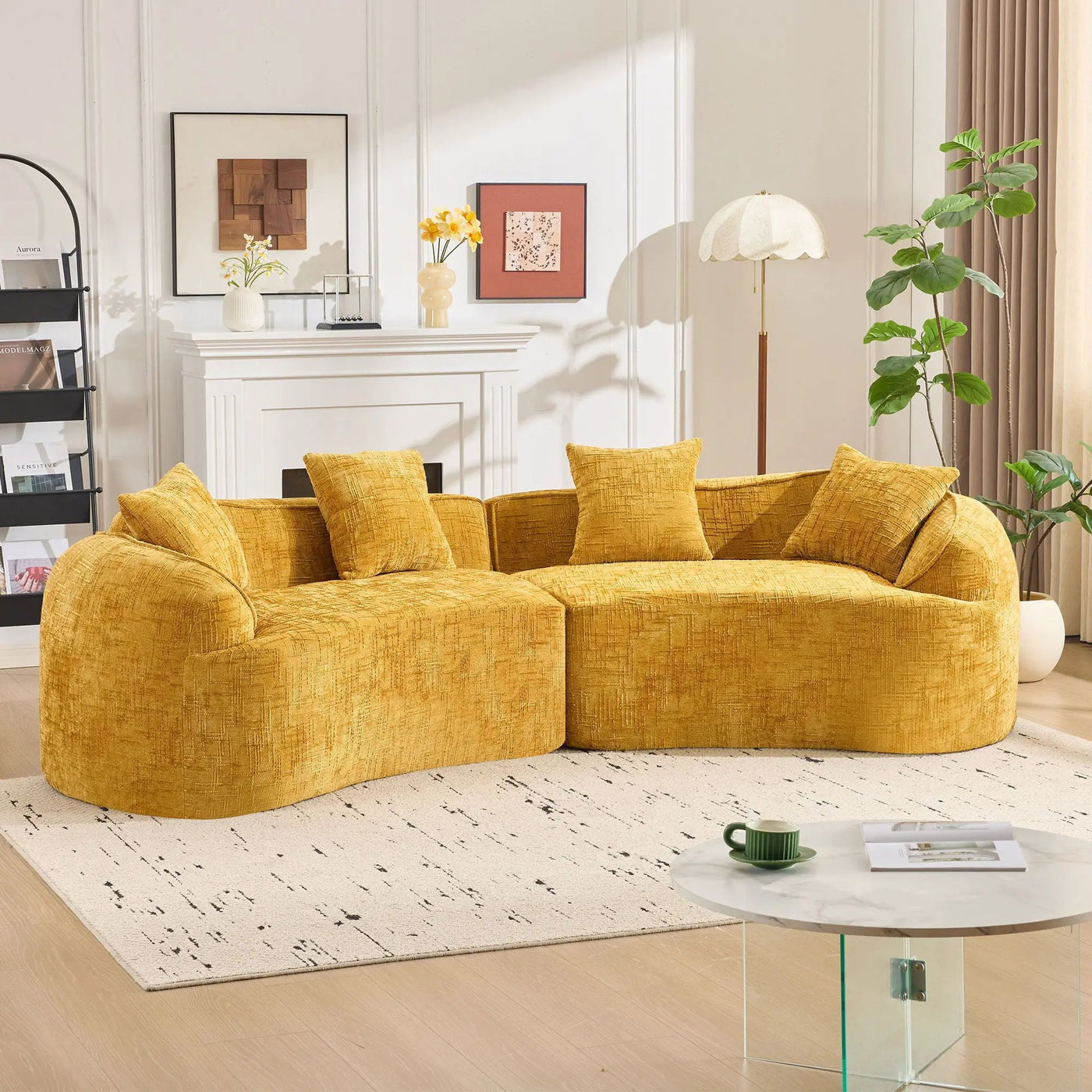 Curved Compressed Sofa, Nordic-Style Design For Living Room by Unique Piece Furniture
