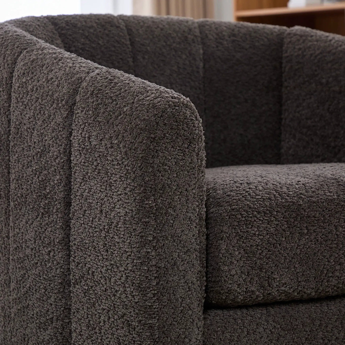Swivel Upholstered Barrel Chair With Metal Base by HouseOfZazla