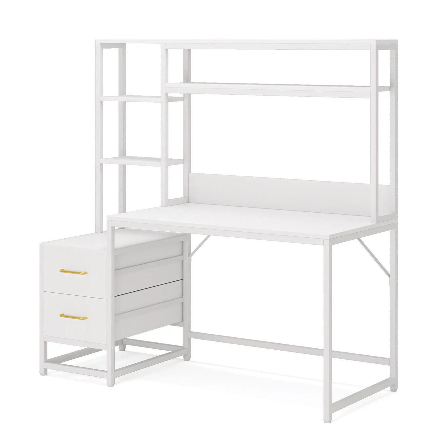 Computer Desk With Hutch, 2 Drawers & Open Shelves by HouseOfZazla