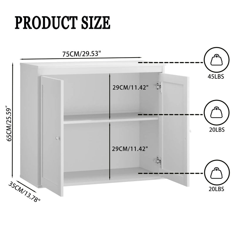 Kitchen Storage Cabinet With Double Doors, Adjustable Shelves, Sideboard Buffet For Dining Room - White by Unique Piece Furniture