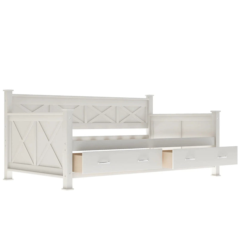 Modern Daybed With 2 Large Drawers, X Shaped Frame by HouseOfZazla