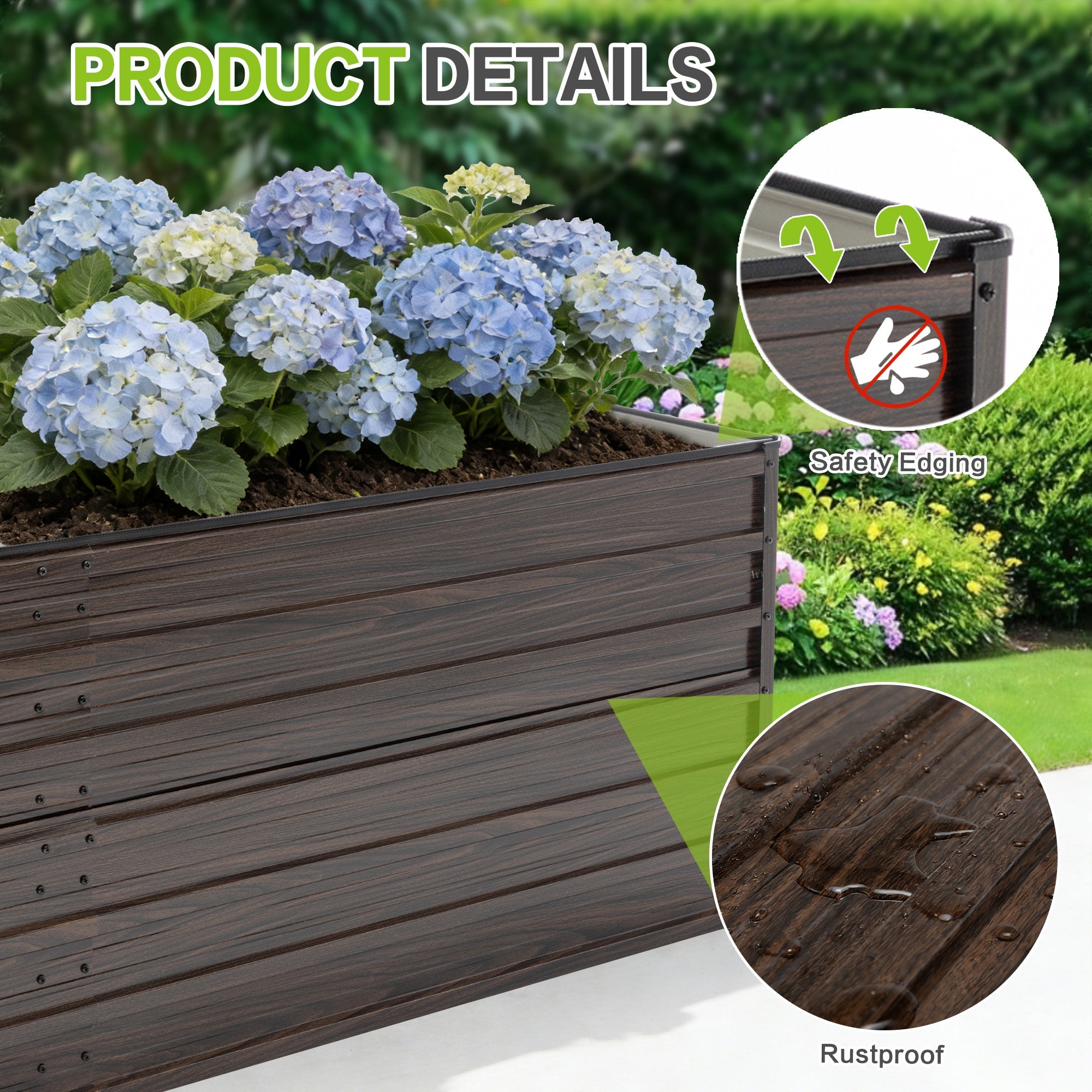 Woodgrain Aesthetic & Metal Strength: 8x4x2FT Galvanized Raised Garden Bed Kit by HouseOfZazla