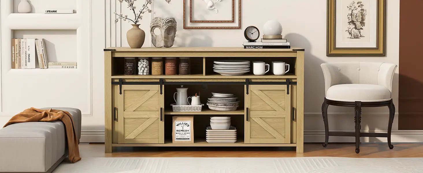U_STYLE 59.3'' Sideboard with Sliding Barn Door by HouseOfZazla