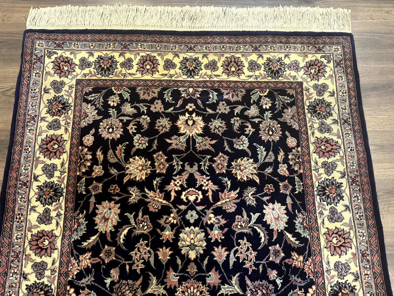 Sino Persian Rug 4x6, Navy Blue and Cream, Floral Allover Oriental Carpet by Jewel Rugs