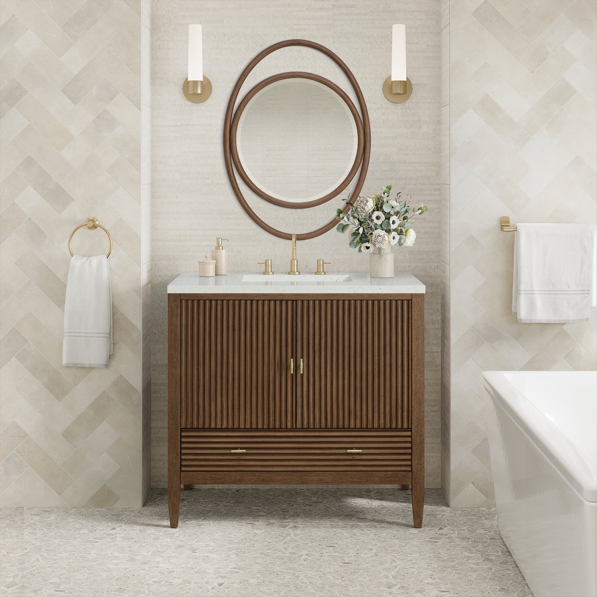James Martin Myrrin 36" Single Bathroom Vanity, Mid-Century Walnut, view 31
