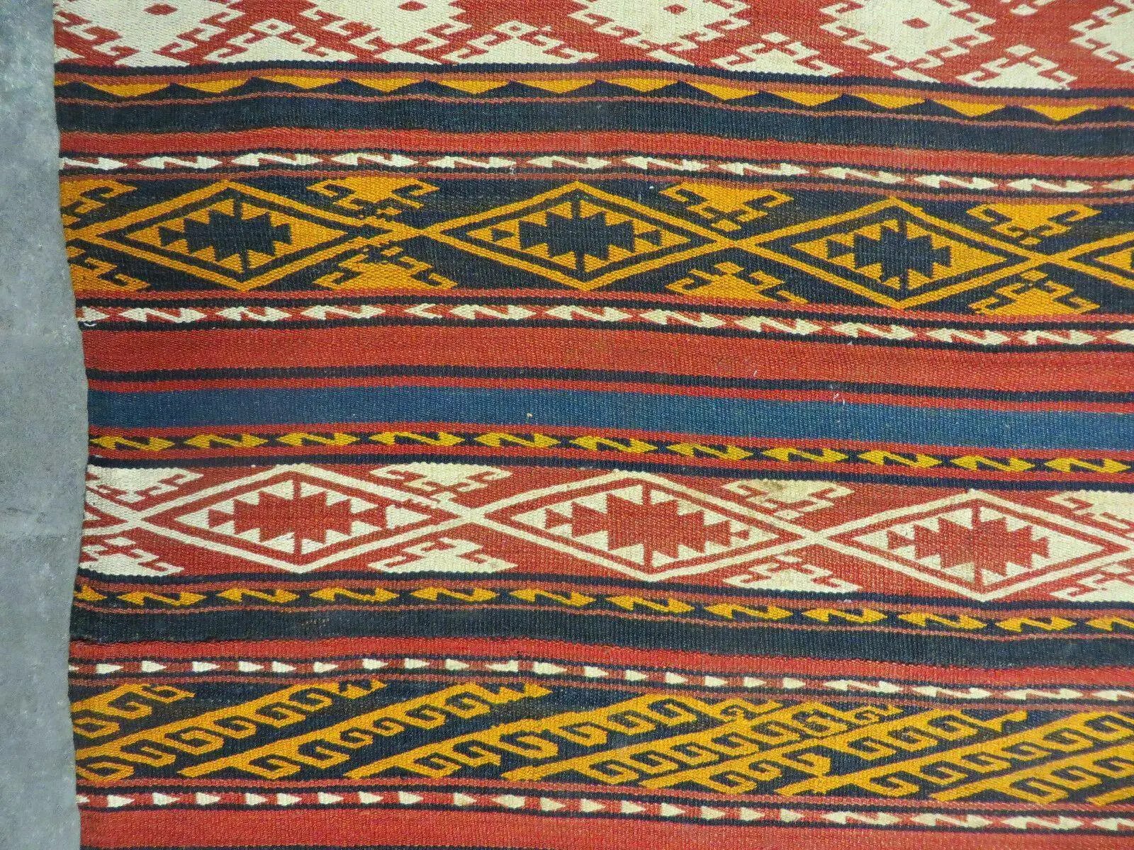 6' X 10' Antique 1930 Turkish Jajim Kilim Handmade Flat Weave Wool Rug Veg Dye by Jewel Rugs