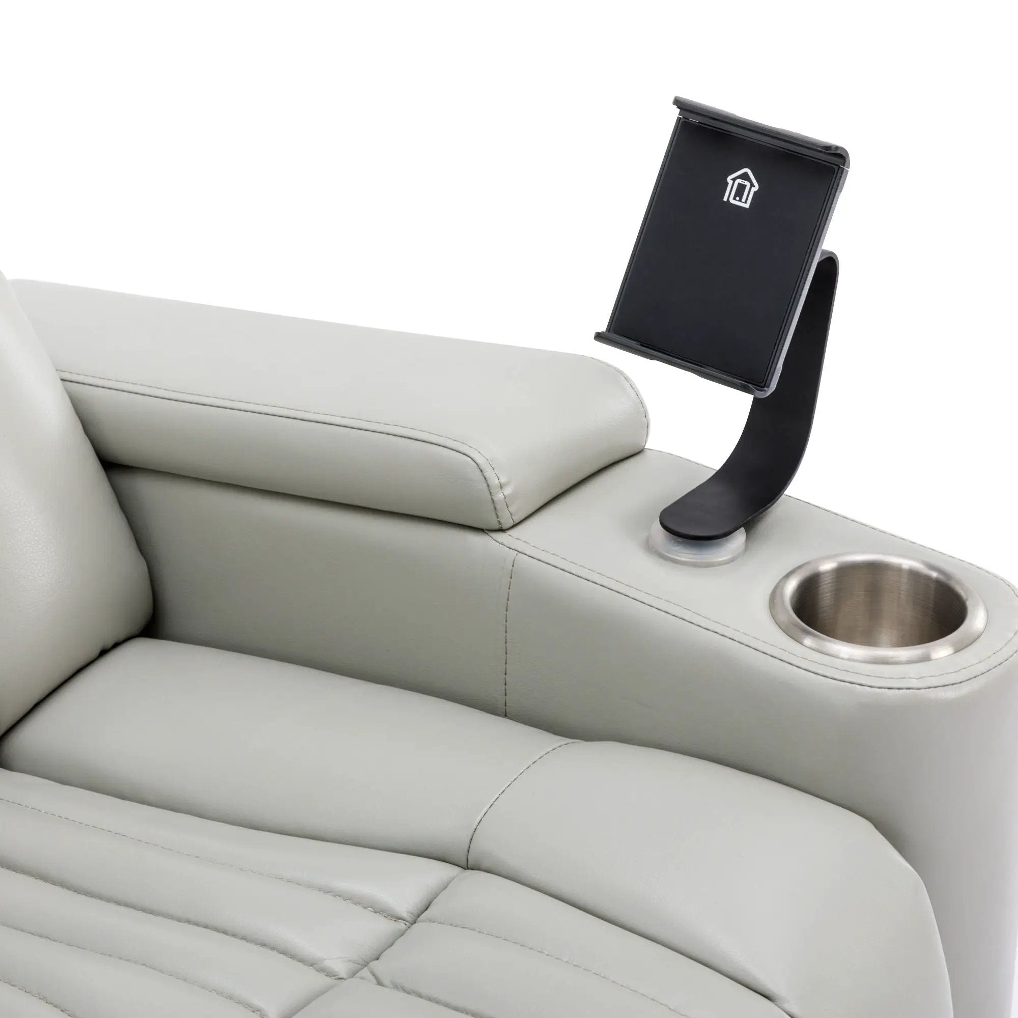 270° Power Swivel Recliner Home Theater Chair With Hidden Arm Storage, LED Light, Cup Holder, And Tray Table by HouseOfZazla