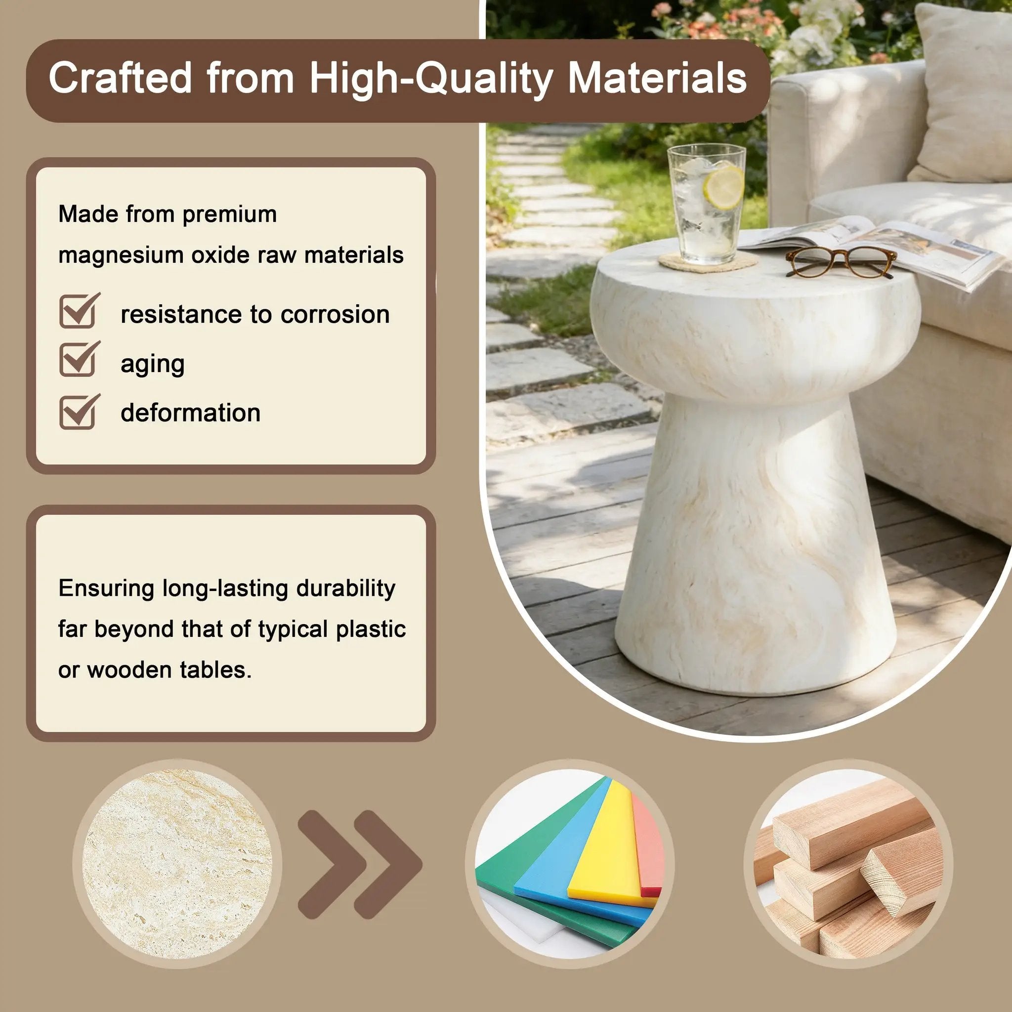 U_Style Mushroom-Shaped Outdoor Concrete Side Table by HouseOfZazla
