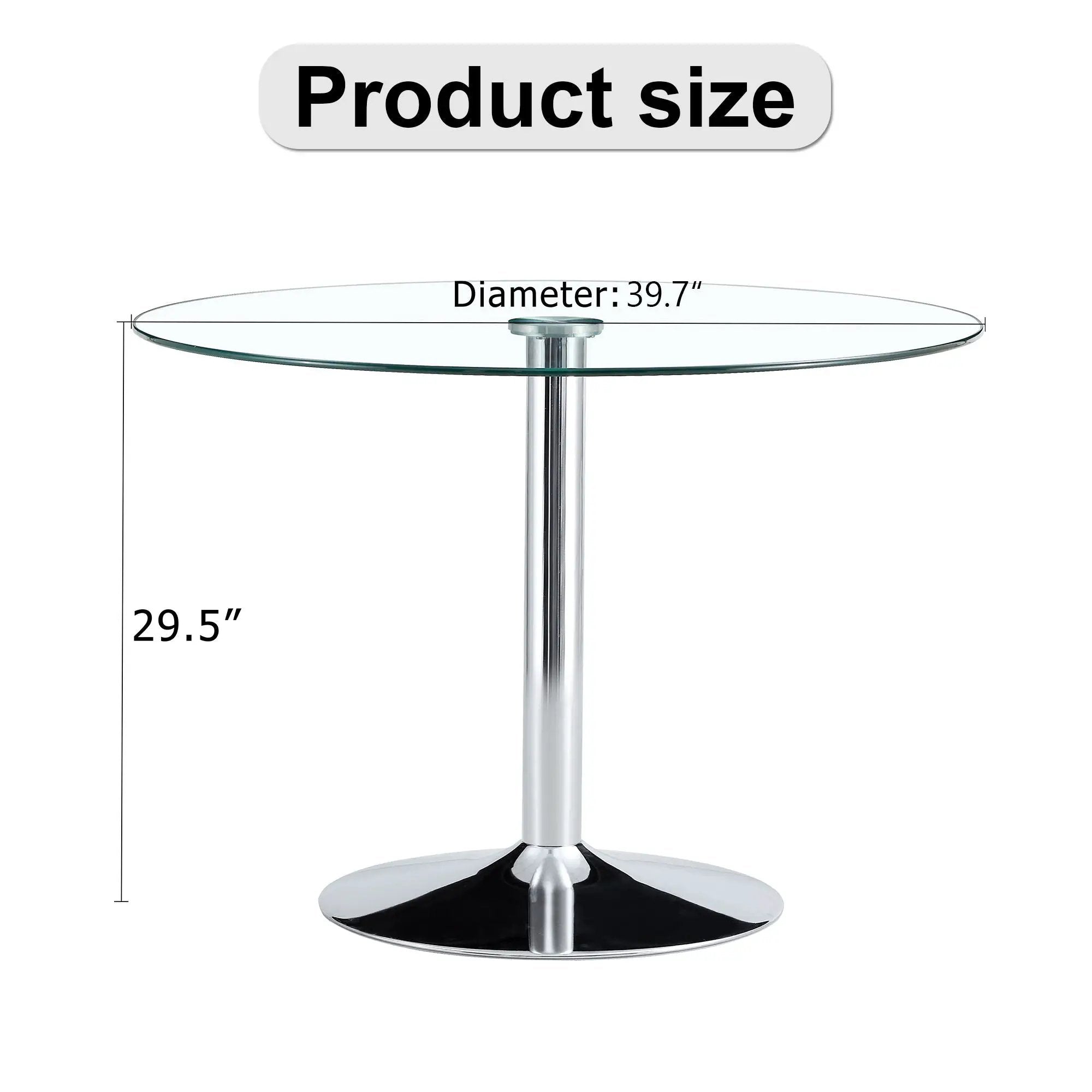 Modern Minimalist Circular Dining Table With Glass Top And Electroplated Metal Legs For Restaurants And Living Rooms - Silver / Transparent by HouseOfZazla
