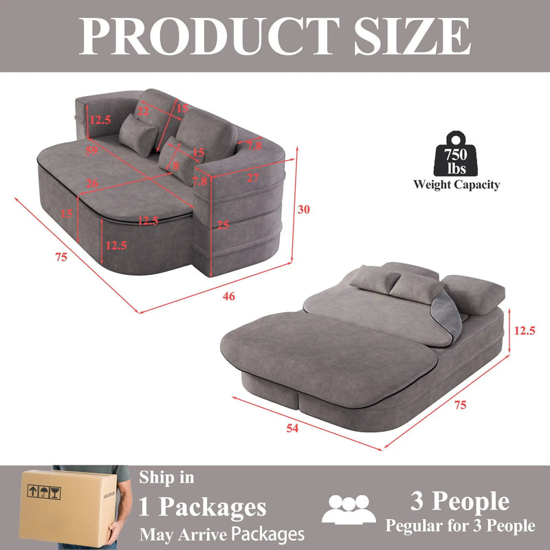 2 In 1 Foldable Sofa Bed With Multi Functional Blanket, Floor Lounge Sofa by HouseOfZazla
