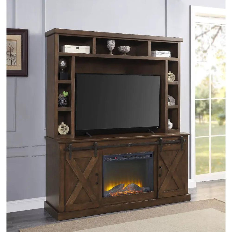 Aksel - Entertainment Center (Include 91617Fir) - Walnut by Unique Piece Furniture