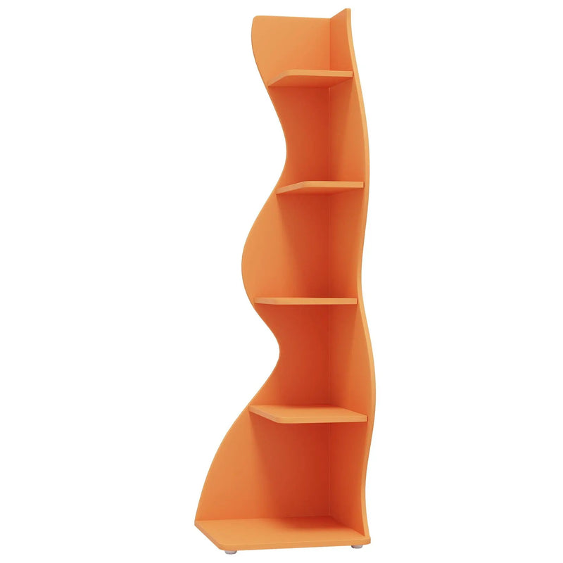 5 Tier Wavy Corner Bookshelf And Plant Stand For Living Room by HouseOfZazla