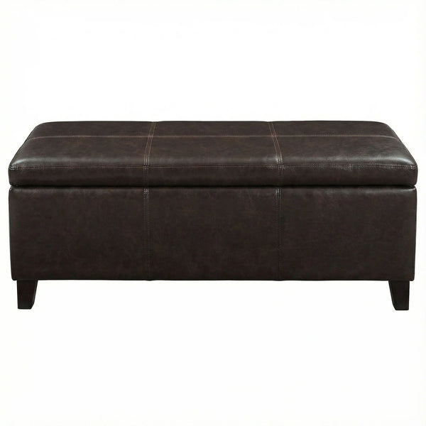Rectangle Storage Ottoman Bench For Living Room - Brown