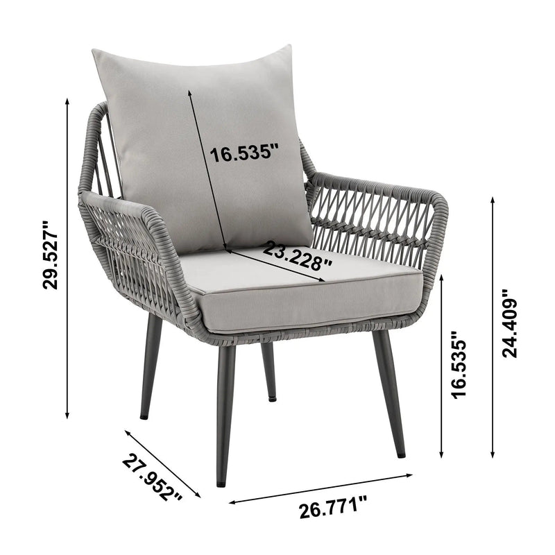 Cannes - 3 Piece Outdoor Patio Conversation Set