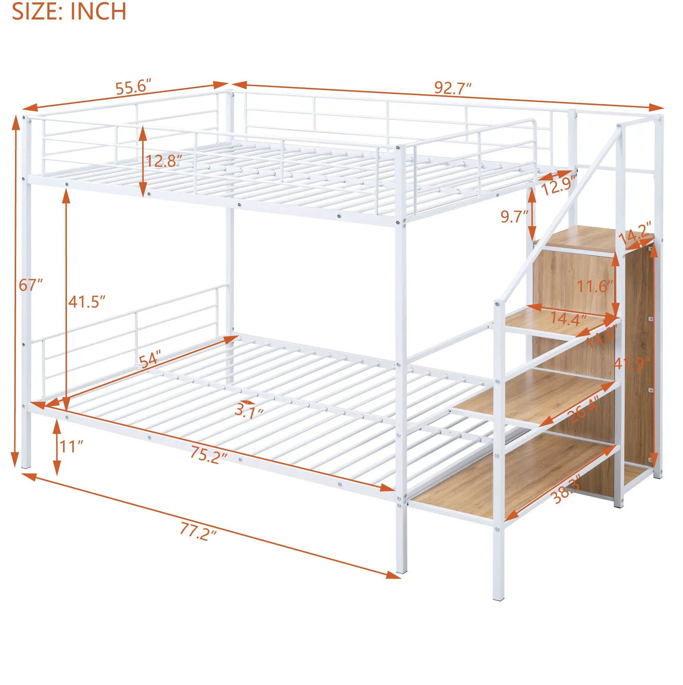 Bunk Bed With Lateral Storage Ladder And Wardrobe by Unique Piece Furniture