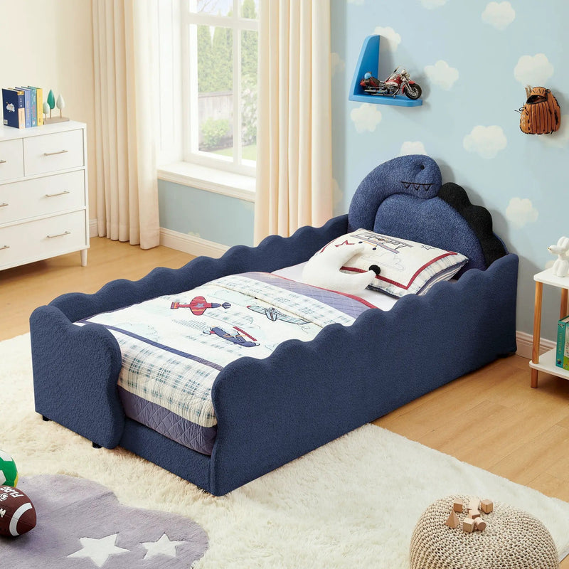 Cute Dinosaur Shaped Bed With Safety Guardrail, Toddler Frame by HouseOfZazla