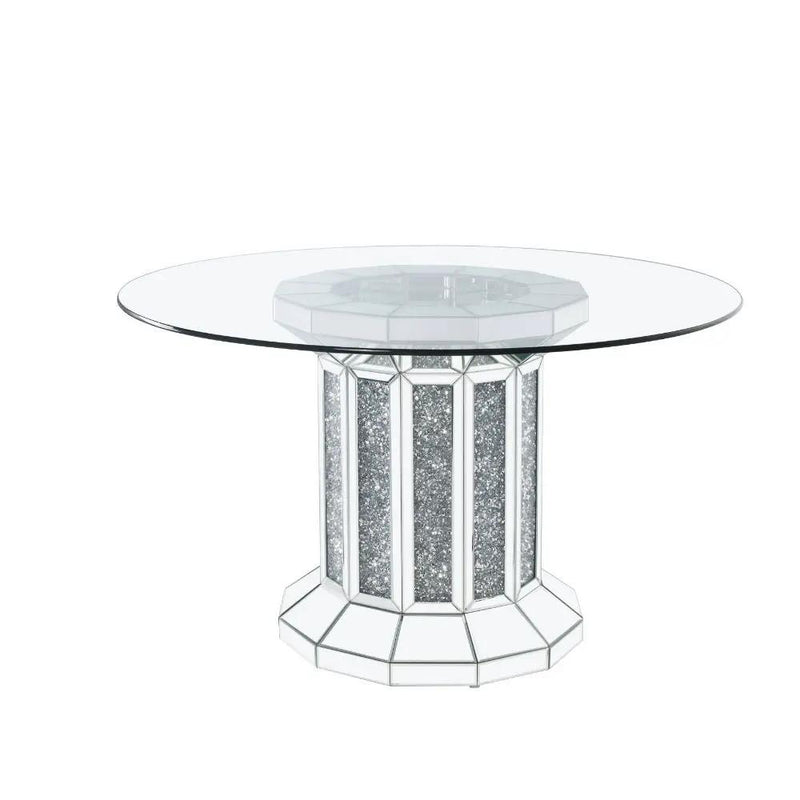 Noralie - Dining Table - Clear Glass Top & Mirrored & Faux Diamonds by Unique Piece Furniture