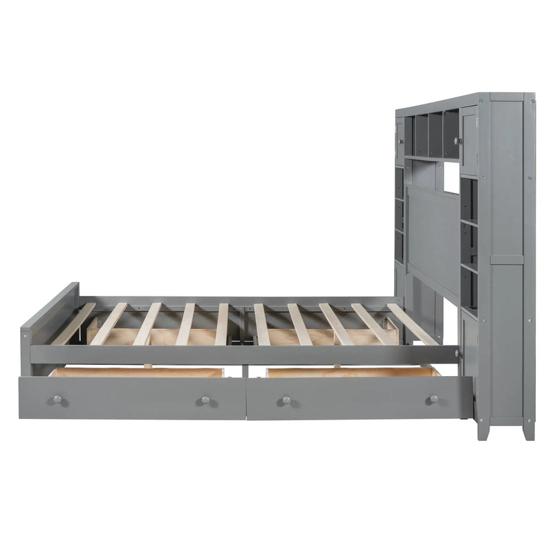 Bed With All In One Cabinet, Shelf And Sockets by Unique Piece Furniture