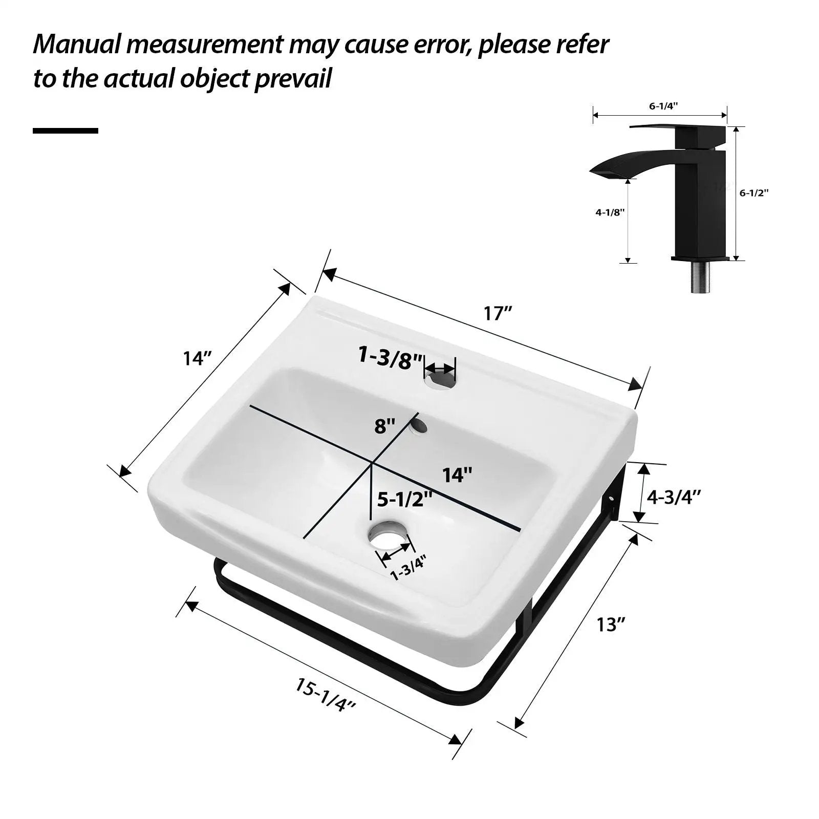 Wall Mounted Bathroom Sink With Towel Bar & Overflow - White / Black by HouseOfZazla