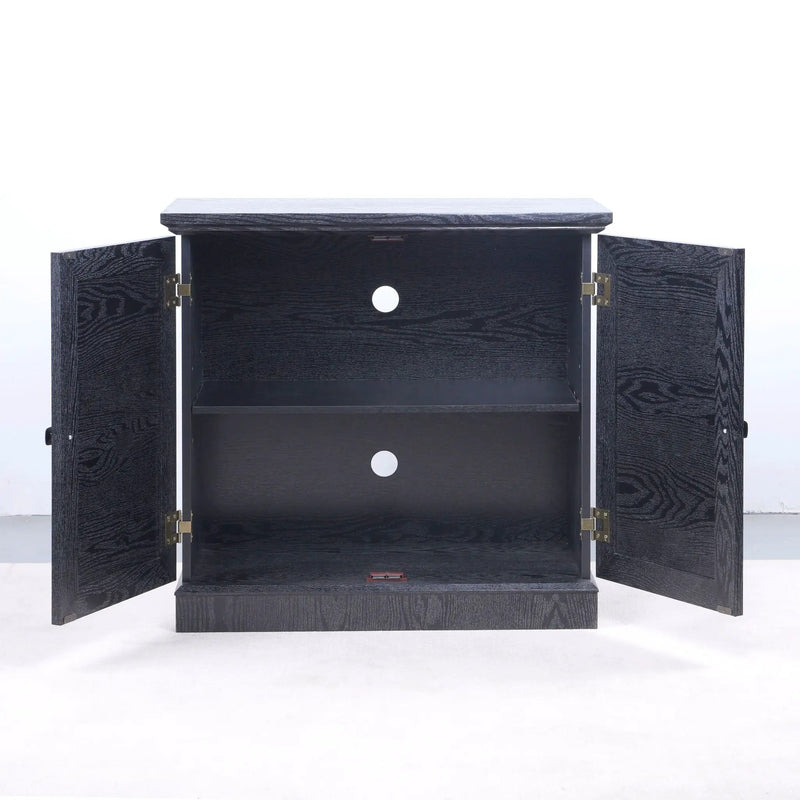 Sideboard Cabinet With Mirrored Doors, Adjustable Shelf, Metal Handles