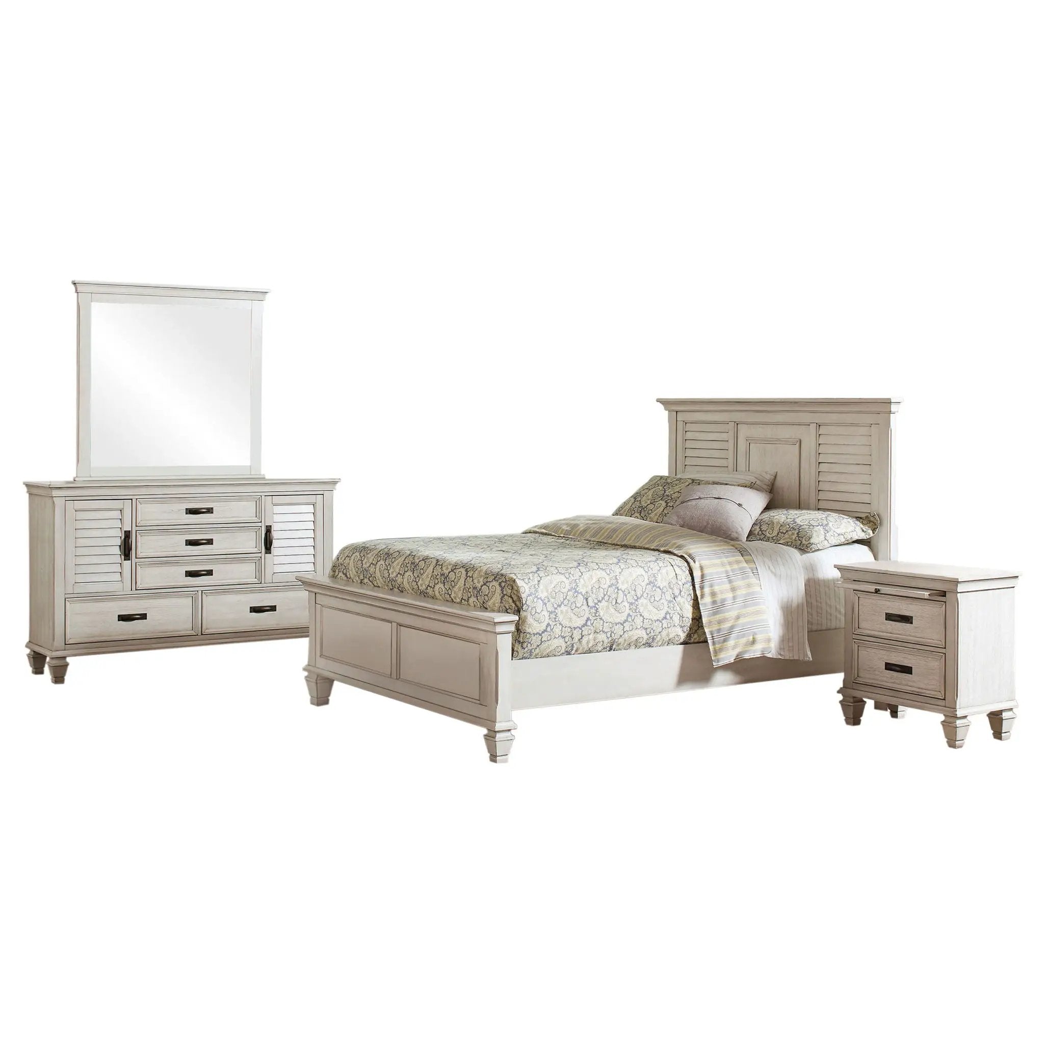 Franco 4-piece Queen Bedroom Set Distressed White by Unique Piece Furniture